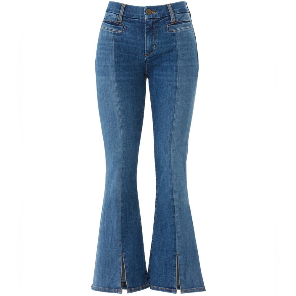 M.i.h. Jeans Two-Tone Front-Slit Flared Marrakash Cropped Jeans